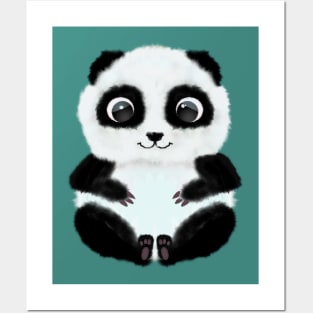 Cute Panda Bear with Big Eyes Posters and Art